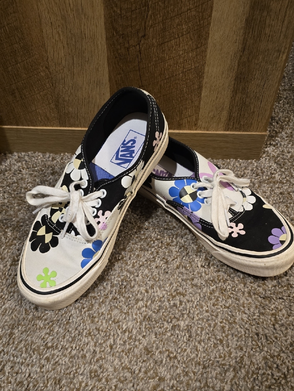 Vans Floral Canvas Lace-Up Sneakers - Black, White, Purple, Blue, Green